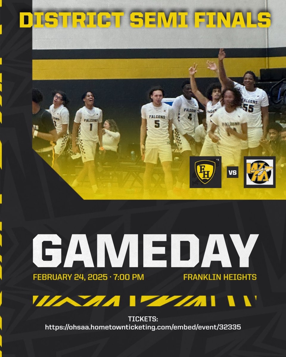 FHHS_Athletic's tweet photo. The Falcons welcome Watkin Memorial in a District semi final game. #coliseumbound https://t.co/ZTOrKtWkz2
