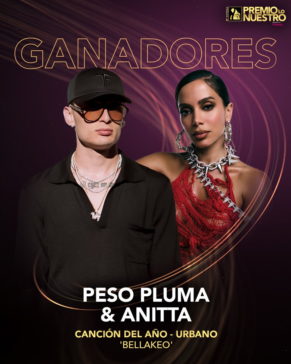 premiolonuestro's tweet image. Bellakeo de @_PesoPluma y @Anitta es la Canción Del Año - Urbano  en #PremioLoNuestro.