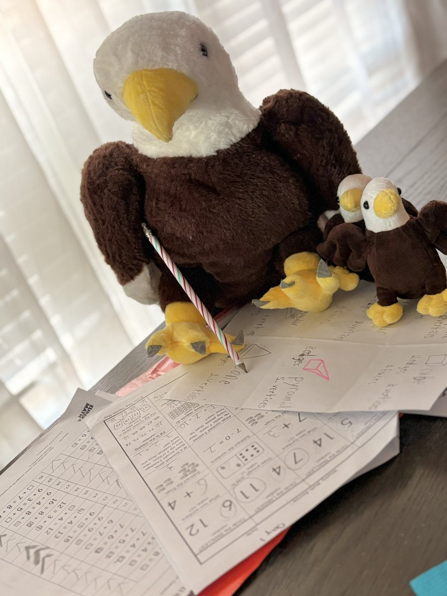kellyparksocs's tweet image. Edwina is also having a Remote Learning Day with her eaglets. She had lots of Math and Reading to do while we’re at home during this Winter weather! #remotelearning #learningneverstops @ECGlobalElem