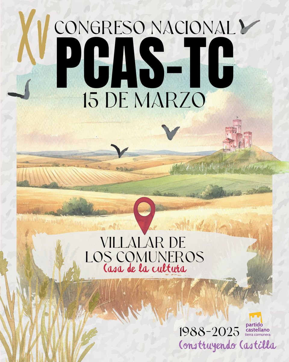 El próximo 15 de marzo nos reunimos en un lugar emblemático para Castilla: Villalar de los Comuneros, símbolo de lucha y dignidad.
 🗣️Un Congreso para debatir, construir y seguir defendiendo nuestra tierra.
 ✊Si crees en el futuro de #Castilla, este es tu sitio. Te esperamos!