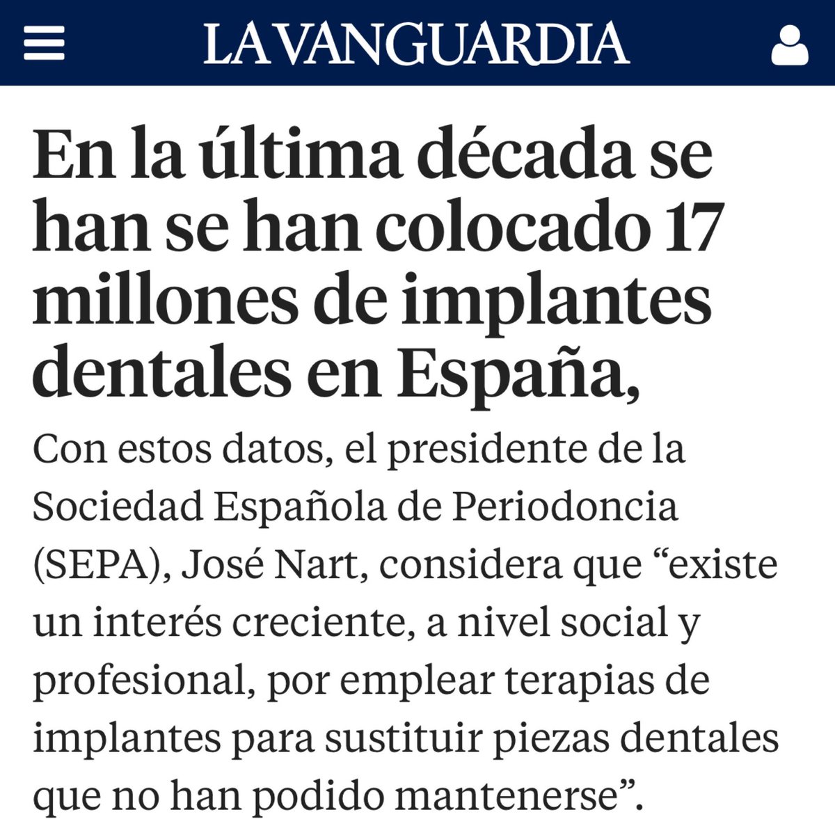 Explicamos <a href="/SEPAperiodoncia/">SEPA</a> en <a href="/LaVanguardia/">La Vanguardia</a> consideraciones importantes acerca de la Terapia con implantes Dentales lavanguardia.com/sociedad/20250…