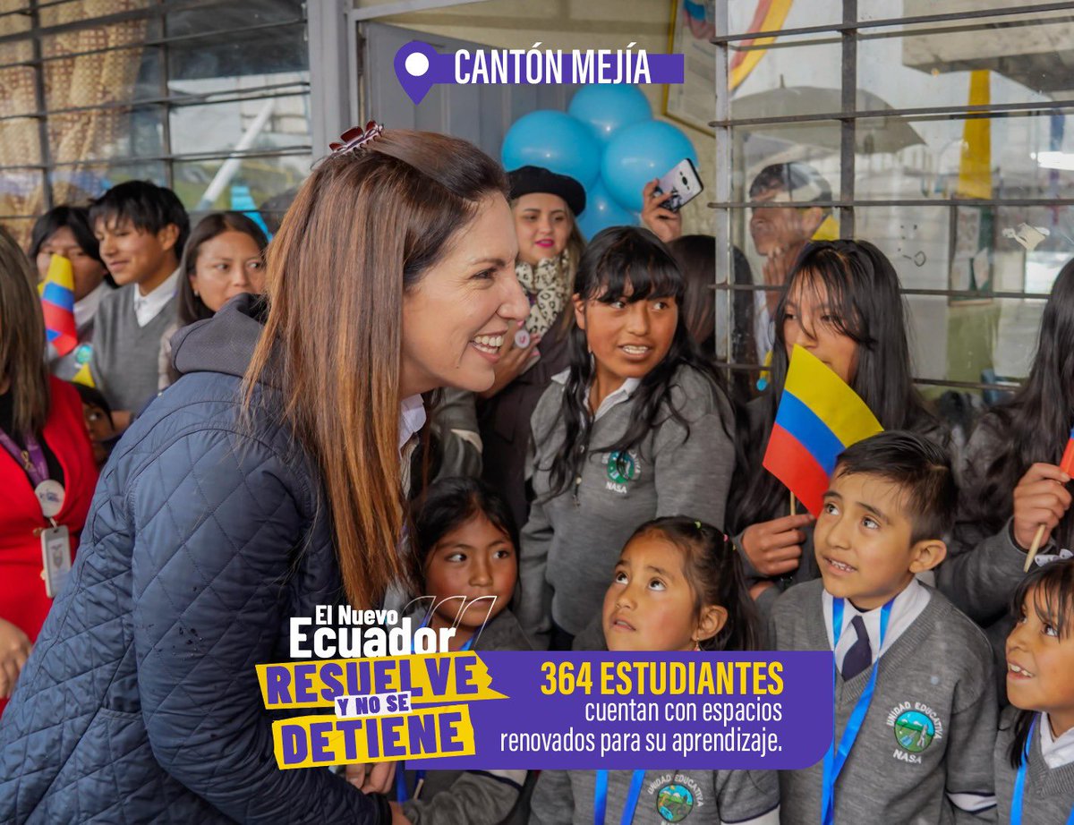 Educacion_Ec's tweet photo. HOY | La ministra @AlegriaCrespo inauguró las obras de mantenimiento en la Unidad Educativa NASA, en el cantón Mejía, con el objetivo de ofrecer mejores espacios para aprender y enseñar.

Las mejoras incluyeron:

✅ Nuevas aulas y mobiliario.
🚺🚹 Baterías sanitarias.
🖥️ Equipamiento de computadoras. 

💰 Inversión ➡️ más de USD 226 mil.
👧🏻🧒🏻 364 estudiantes beneficiados.

#ElNuevoEcuadorResuelve