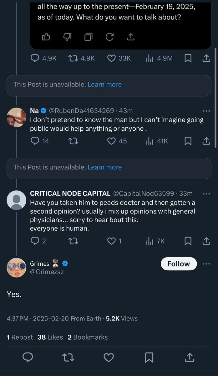 jakebrodes's tweet image. Sourced from various threads but is Elon using Twitter backend god mode permissions to hide replies from Grimes about his sick son who needs to see a doctor. If so we are witnessing levels of Big Boss never before seen in human history. This Is How A Pimp Moves Among The Wretched