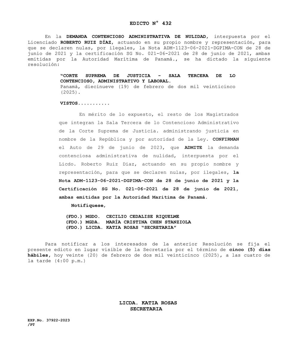 Sala Tercera de la Corte niega apelacion presentada por Morgan &amp; Morgan, en representacion de Panamá Ports Company, dentro de la Demanda de Nulidad contra la prórroga automática del Contrato. Casi un año y medio después, pero se avanza un paso más. (Por ahí seguro vendrán