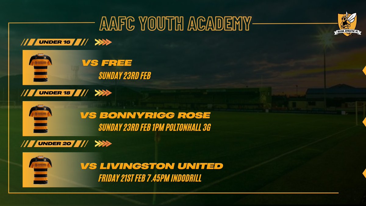 Youth Academy fixtures this week.
