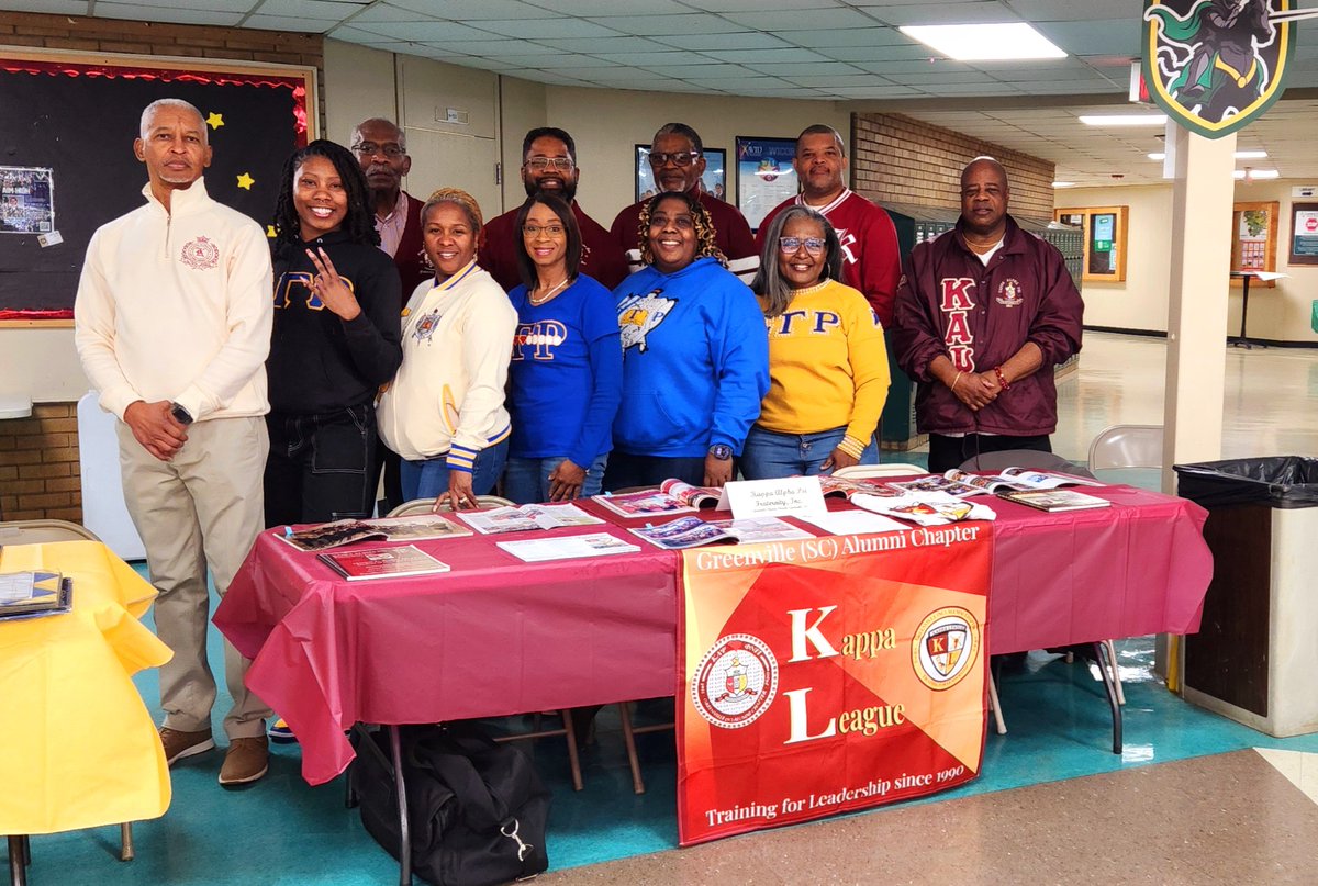 UpstateSCGreek's tweet photo. Congrats to Kappas of Greenville (SC) who attended the LDHS 55 HBCU &amp; College Fair. This great event to support students with limited opportunities. Other D9 Members, provided resources &amp; guidance. This seeks to uplift &amp; empower the next generation through education &amp; mentorship. https://t.co/g3spUHQ302