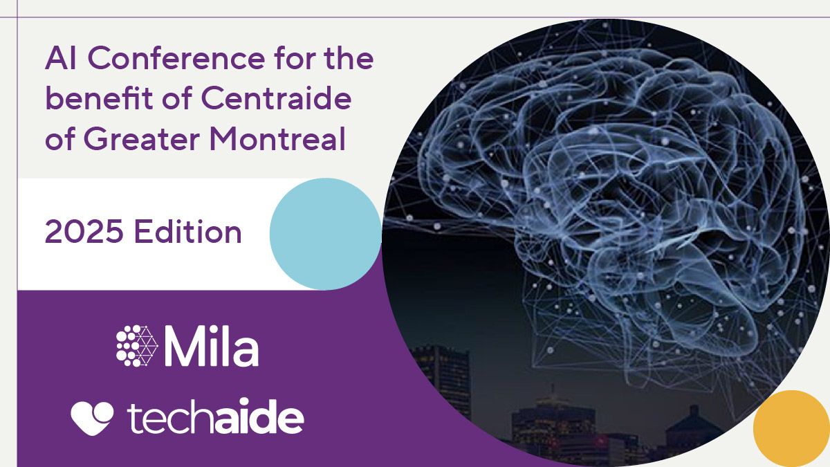 Mila - Institut québécois d'IA (@mila_quebec) on Twitter photo On April 17, Mila and <a href="/TechaideMTL/">Techaide</a> are co-hosting another edition of their one-day AI research conference to benefit <a href="/CentraideMtl/">Centraide du Grand Montréal</a> and support their fight against poverty and social exclusion. Buy your tickets now: mila.quebec/en/event/mila-… On April 17, Mila and <a href="/TechaideMTL/">Techaide</a> are co-hosting another edition of their one-day AI research conference to benefit <a href="/CentraideMtl/">Centraide du Grand Montréal</a> and support their fight against poverty and social exclusion. Buy your tickets now: mila.quebec/en/event/mila-…