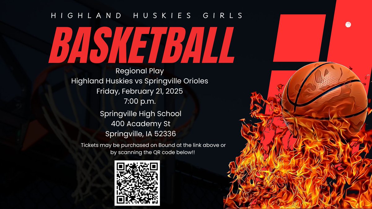 🏀 Get ready, Huskies! Our Highland Girls Basketball team is back in action TOMORROW at 7 PM against the Springville Orioles! 🎉 Don’t forget your tickets!  #GoHuskies #HighlandGirlsBasketball

tickets.gobound.com/tickets/events…