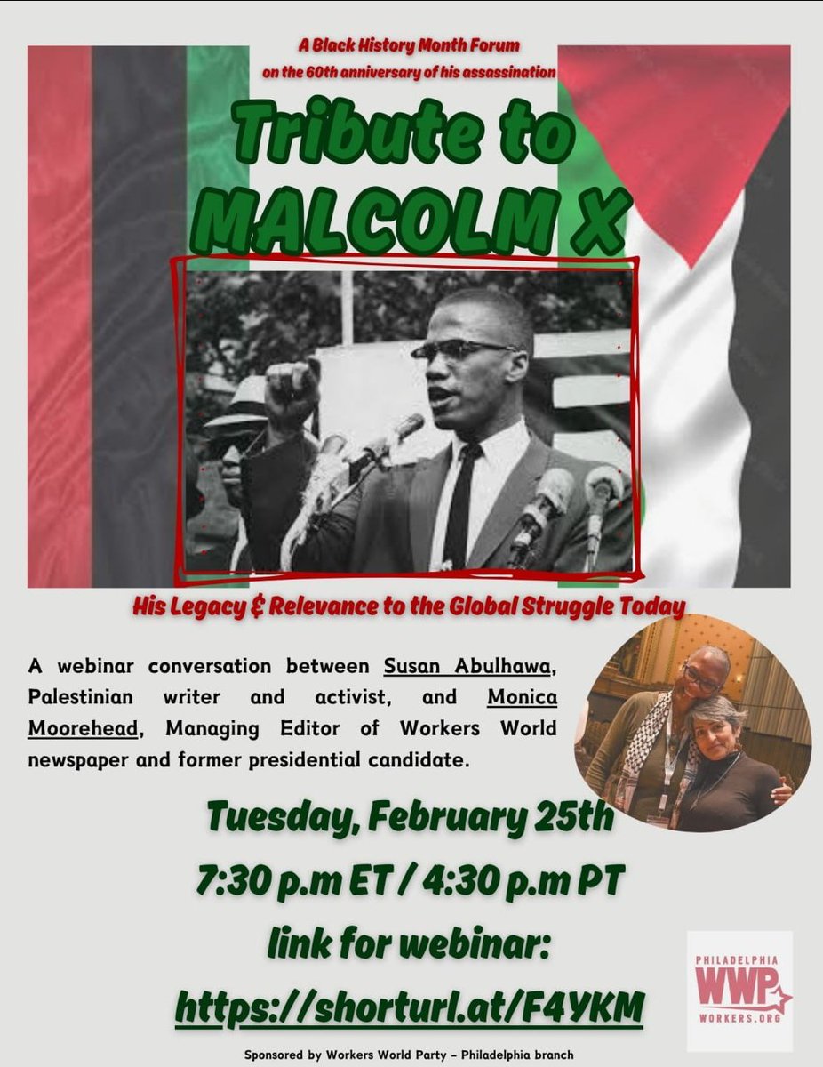 Please participate in the Philadelphia Workers World public meeting via zoom on Tuesday, Feb. 25, at 7:30pm.  Please pre-register via the link: shorturl.at/F4YKM