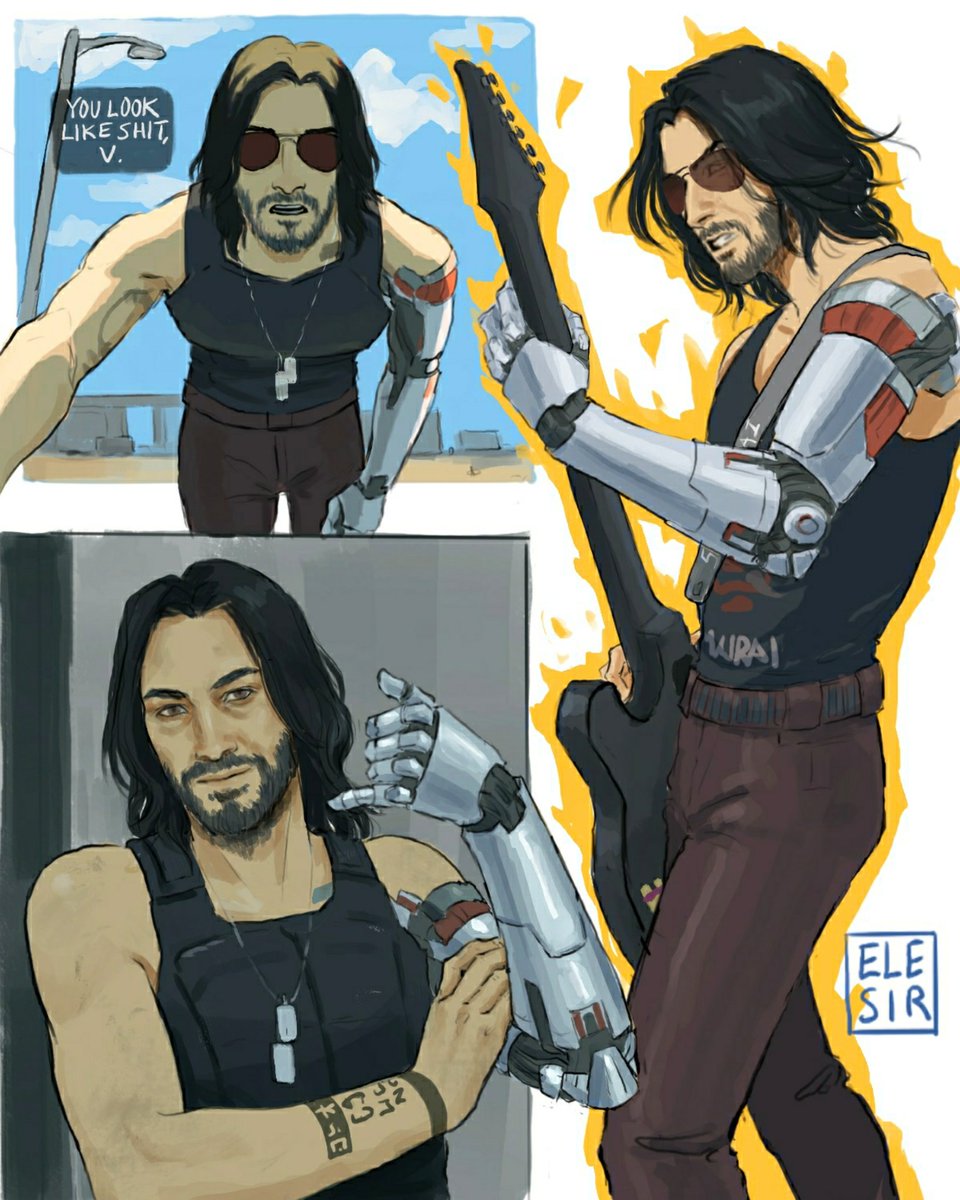 ElesirArt's tweet photo. My favorite parasite 😍

#Cyberpunk2077 #JohnnySilverhand https://t.co/bnNhP9iXZ0