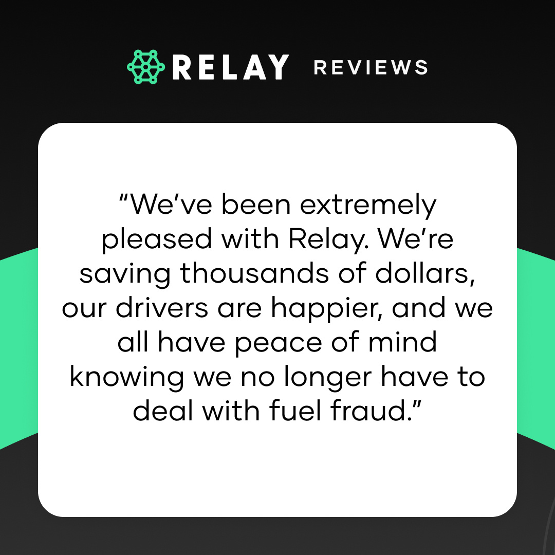 What value would you place on peace of mind? ✌️

If you're done dealing with fuel fraud, Relay Payments has the fraud-free, digital payments solution for happy drivers. 🚚
