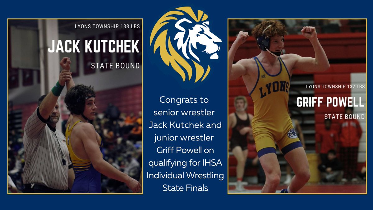 Congratulations to senior wrestler Jack Kutchek and junior wrestler Griff Powell on qualifying for this weekend’s IHSA Individual Wrestling State Finals. #WeAreLT