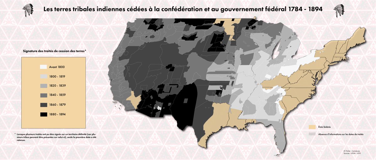 Après la carte des tribus ayant fait cession de leurs terres, celle de la chronologie des traités. Reste à attaquer les lieux de massacres, de mémoire pour achever le corpus HGGSP