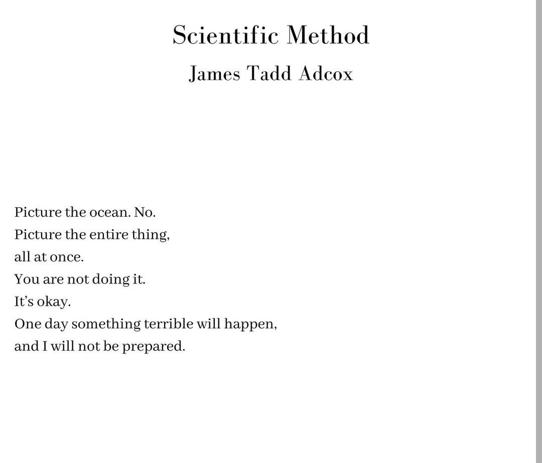 Every poem is about teetering on the edge of an apocalypse if you read it right.