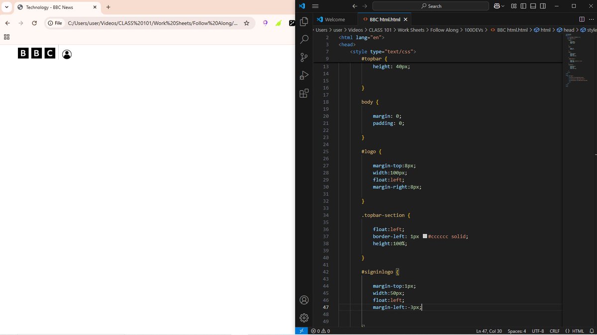 Napoleonchika's tweet photo. 100 Days of learning how to code
Day 2
BBC News Cloning;
Learning learnt: Know how to point out tags using id='''' with the use of html and css
won't lie it was actually brain consuming๐
#100DaysOfCode #Web3 #TechInnovation #html #css #napoleonchikadibia #journeytopeace https://t.co/HaoiYlVxyd