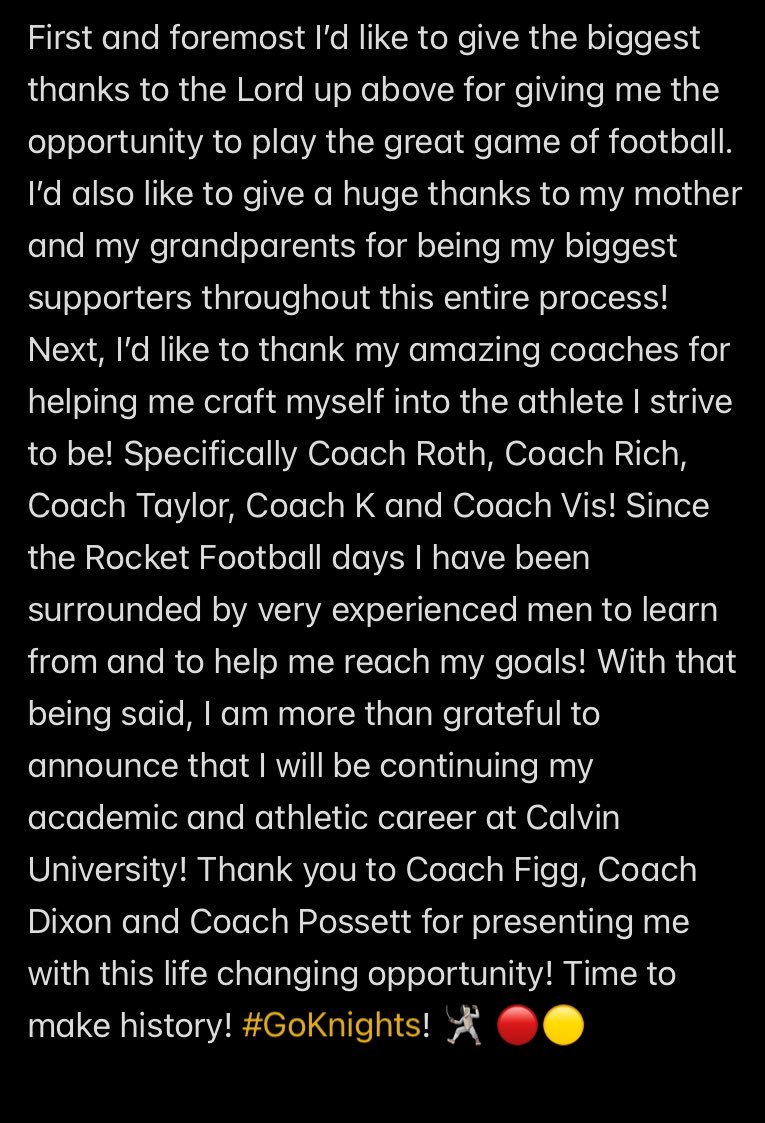 Cam Warner (@cameronwarner_3) on Twitter photo 110% COMMITTED #GoKnights!!
<a href="/CalvinKnightsFB/">Calvin Knights Football</a> <a href="/PHSPanthersFB/">PHSPantherFB</a>
<a href="/CoachTrentFigg/">Trent Figg</a> <a href="/CoachBenDixon/">Ben Dixon</a> <a href="/Coach_Ik3/">Ike Possett</a> 110% COMMITTED #GoKnights!!
<a href="/CalvinKnightsFB/">Calvin Knights Football</a> <a href="/PHSPanthersFB/">PHSPantherFB</a>
<a href="/CoachTrentFigg/">Trent Figg</a> <a href="/CoachBenDixon/">Ben Dixon</a> <a href="/Coach_Ik3/">Ike Possett</a>