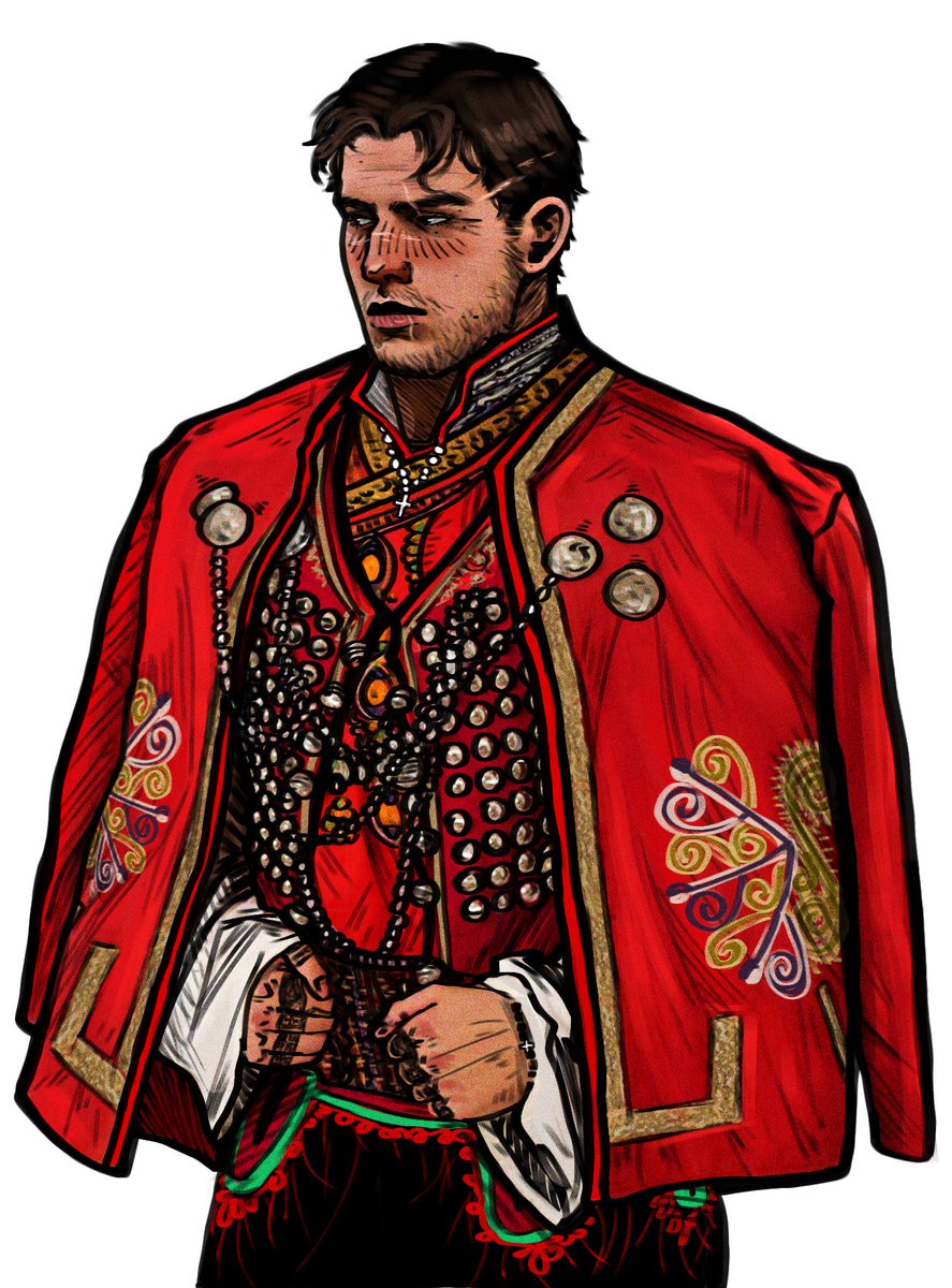 Drew him in traditional Serbian costume. He owns a shirt now 👍