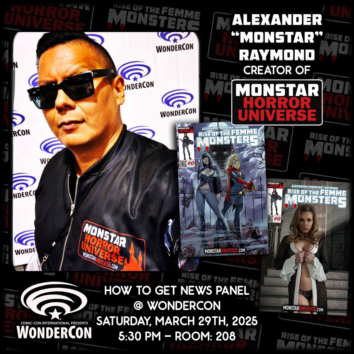 🚨 I'll be on the How to Get News panel at <a href="/WonderCon/">WonderCon</a>! 

Speaking on how to create a greater awareness of your project and attain media placement. 

And talking about <a href="/MonstarUniverse/">Monstar Horror Universe</a> 

More info: sched.co/1azk2