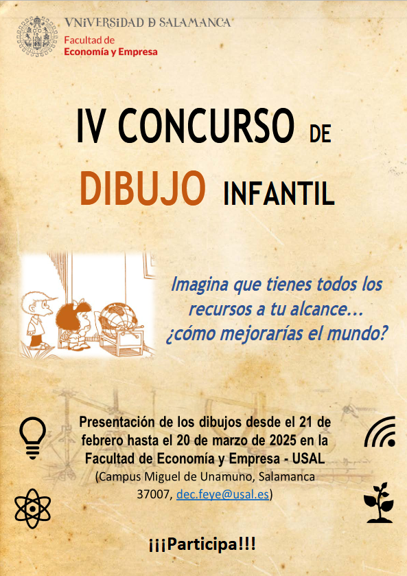 EstherMSanchezS's tweet photo. En @EconomiaUsal @usal lanzamos la IV edición de nuestro 𝐂𝐨𝐧𝐜𝐮𝐫𝐬𝐨 𝐝𝐞 𝐃𝐢𝐛𝐮𝐣𝐨 𝐈𝐧𝐟𝐚𝐧𝐭𝐢𝐥 para alumnos de Primaria. Este año con el tema "Imagina que tienes todos los recursos a tu alcance... ¿cómo mejorarías el mundo?". 6 premios, 1 por curso ¡¡Animaos!!🎨🏆 https://t.co/ZxvGztKlzj