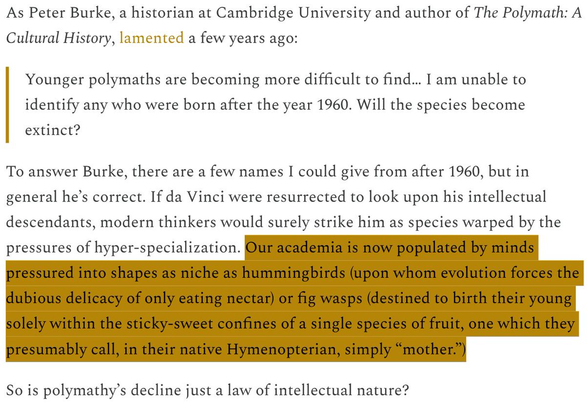 erikphoel's tweet photo. Is increasing academic specialization just a law of nature? Or can AI bring back polymaths? https://t.co/QBpmAav04B