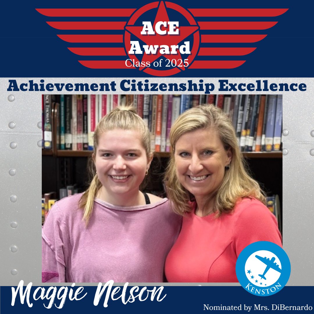 SENIOR ACE AWARD: Congrats to Maggie Nelson, who was nominated by English Teacher Mrs. DiBernardo. This recognizes Seniors for Achievement, Citizenship, and Excellence, as well as the teachers who honored them.
 #kenstonclassof2025 #kenstonACEs #kenstonschools