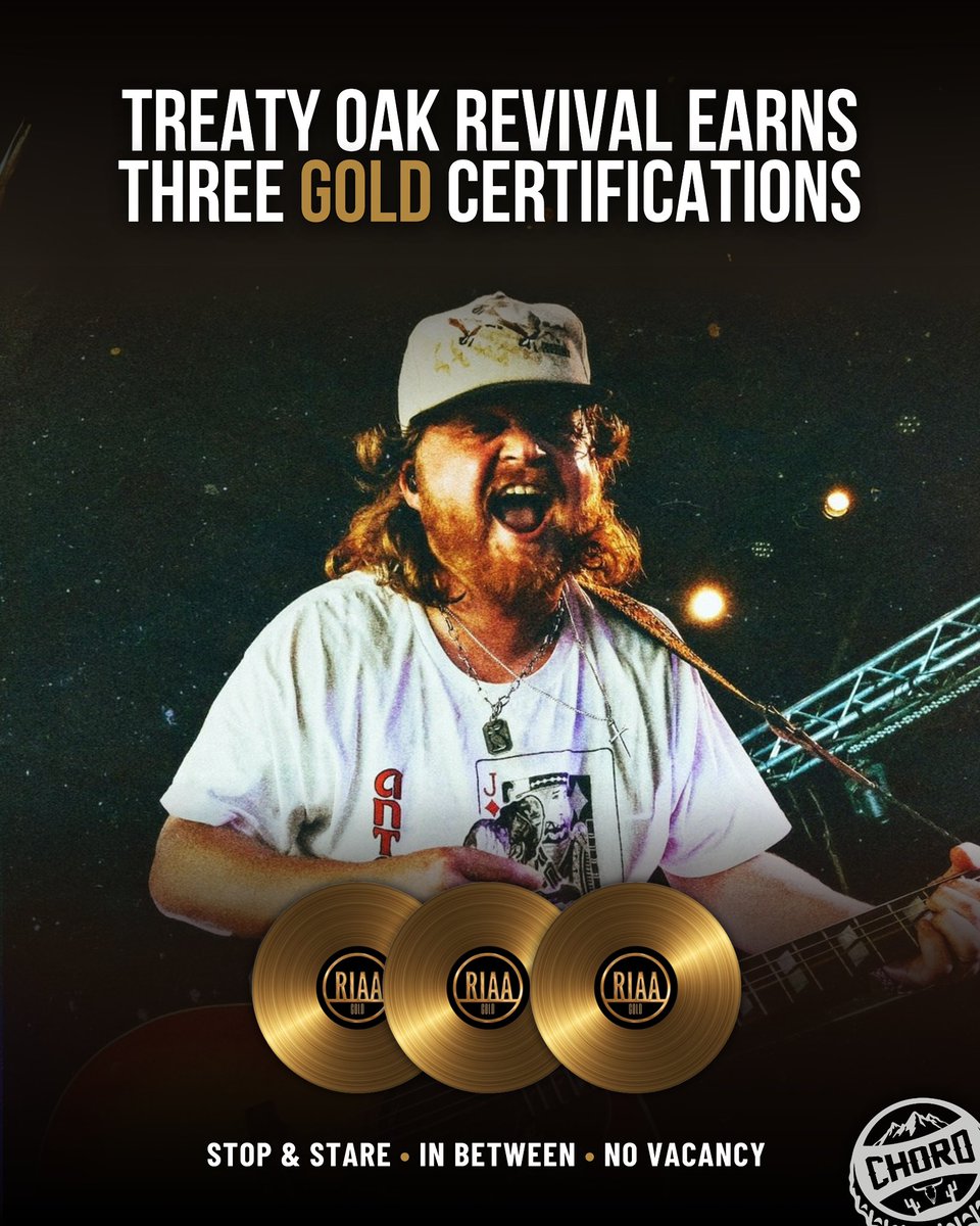 Treaty Oak Revival earns three new gold certifications from the RIAA for “In Between,” “Stop &amp; Stare” and “No Vacancy.” Each song has now sold over half a million units as of February 19th.

(📸: picswithpaige)