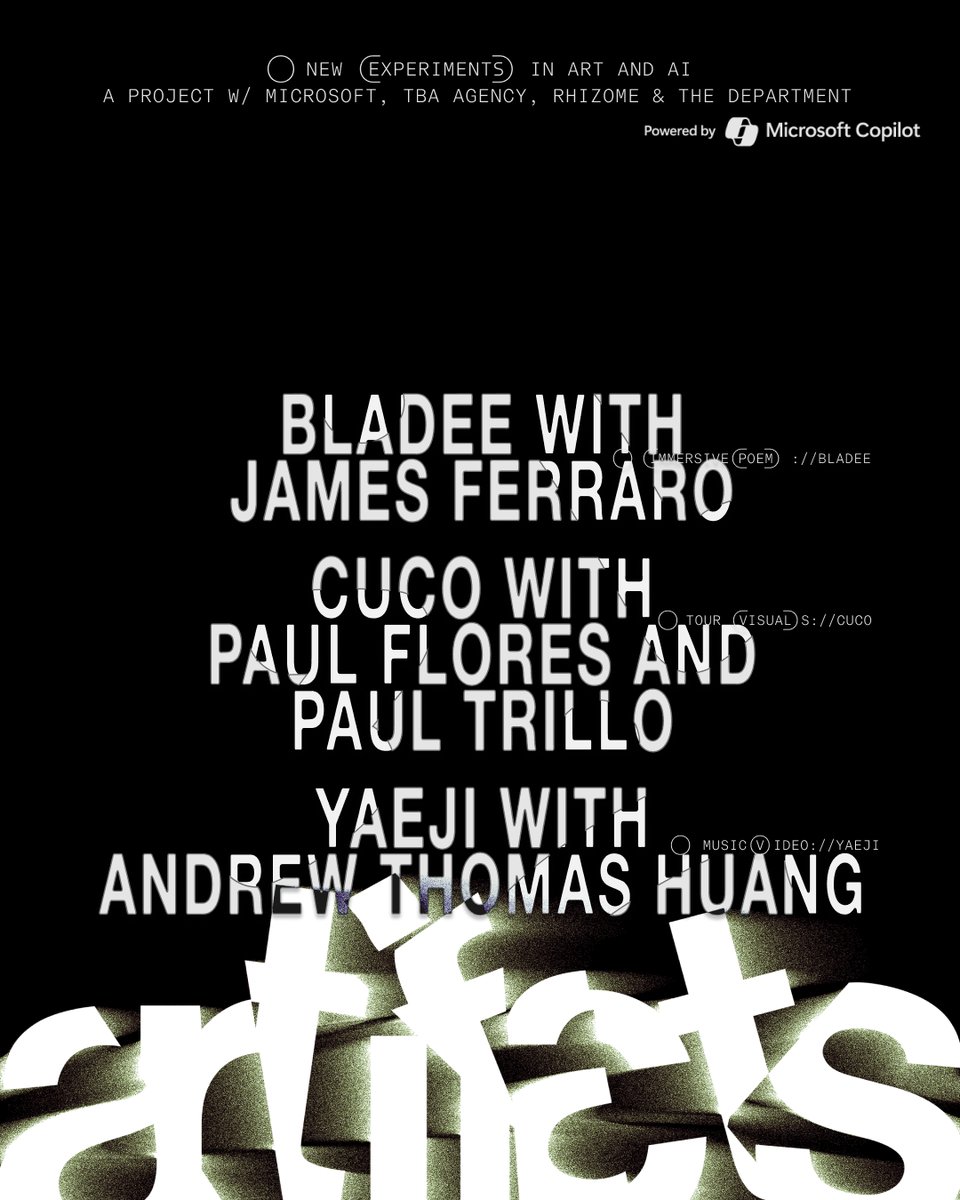 Artifacts: a new series by <a href="/thedepartmenthq/">Department of Culture and Technology</a> in collaboration with Microsoft and TBA Agency, exploring how AI is redefining the limits of human creativity. 

Over the coming weeks, we’ll unveil each artist’s project, accompanied by a behind-the-scenes documentary that takes you