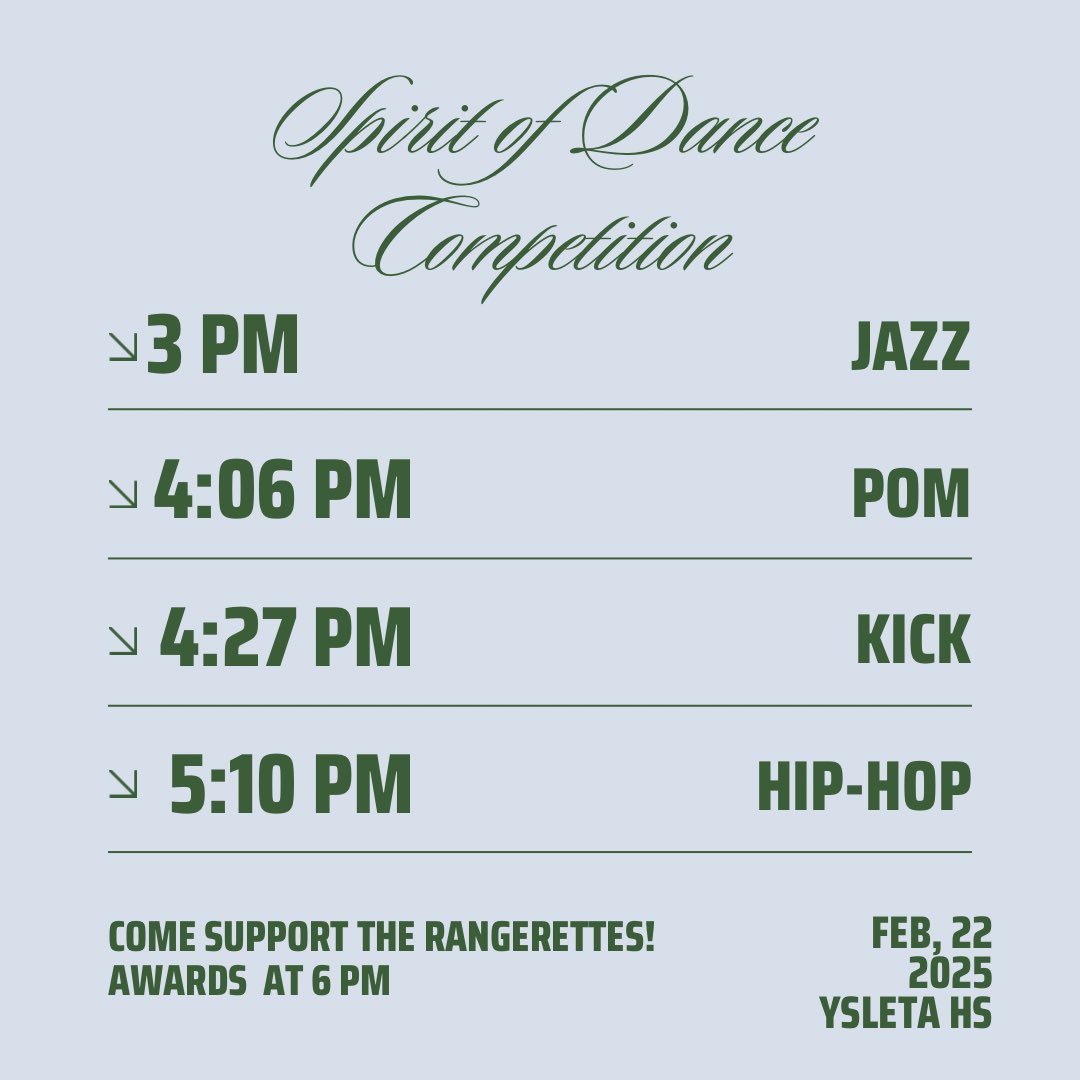 rhsrangerettes (@rhsrangerettes) on Twitter photo Come watch us compete this Saturday at the Ysleta Sprit of Dance Competition! Hope to see you all there 🧡💙✨<a href="/Riverside_4ever/">Riverside_Rangers</a> <a href="/Ranger_StuCo/">RangerStuCo</a> <a href="/vlara_82/">Victor A. Lara</a> Come watch us compete this Saturday at the Ysleta Sprit of Dance Competition! Hope to see you all there 🧡💙✨<a href="/Riverside_4ever/">Riverside_Rangers</a> <a href="/Ranger_StuCo/">RangerStuCo</a> <a href="/vlara_82/">Victor A. Lara</a>