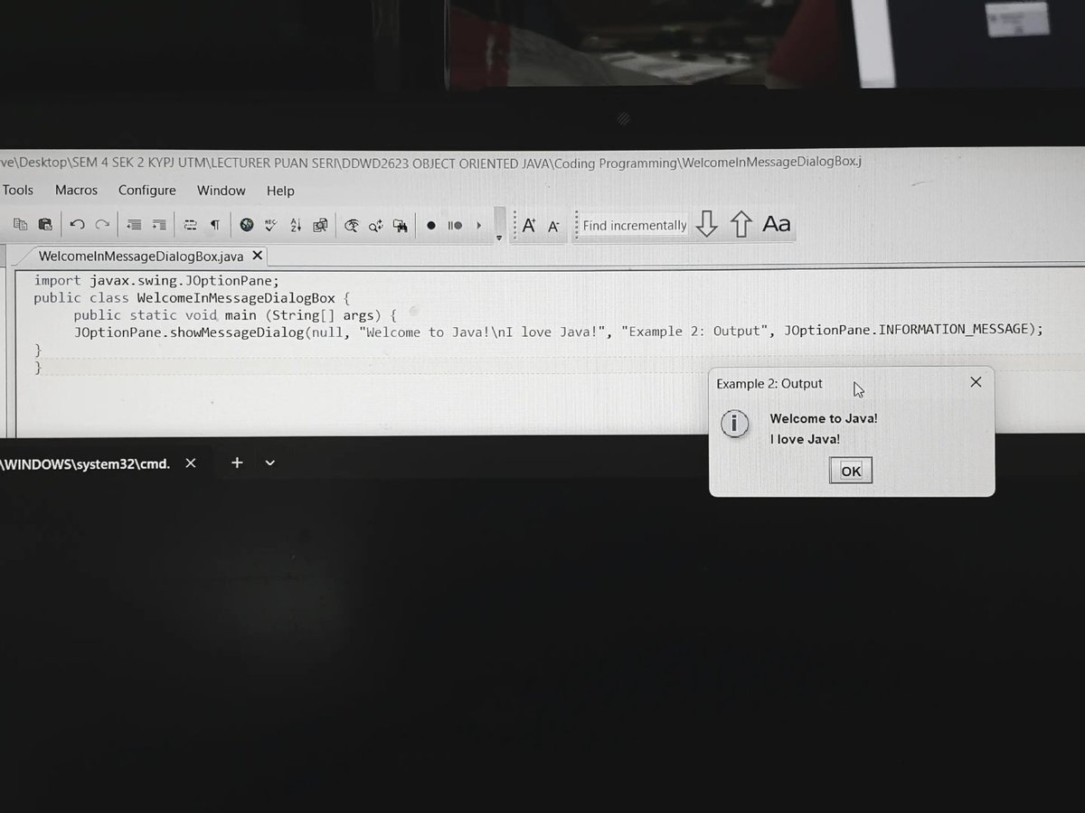 HadifP94775's tweet image. First time #Programming using #Java via #TextPad.