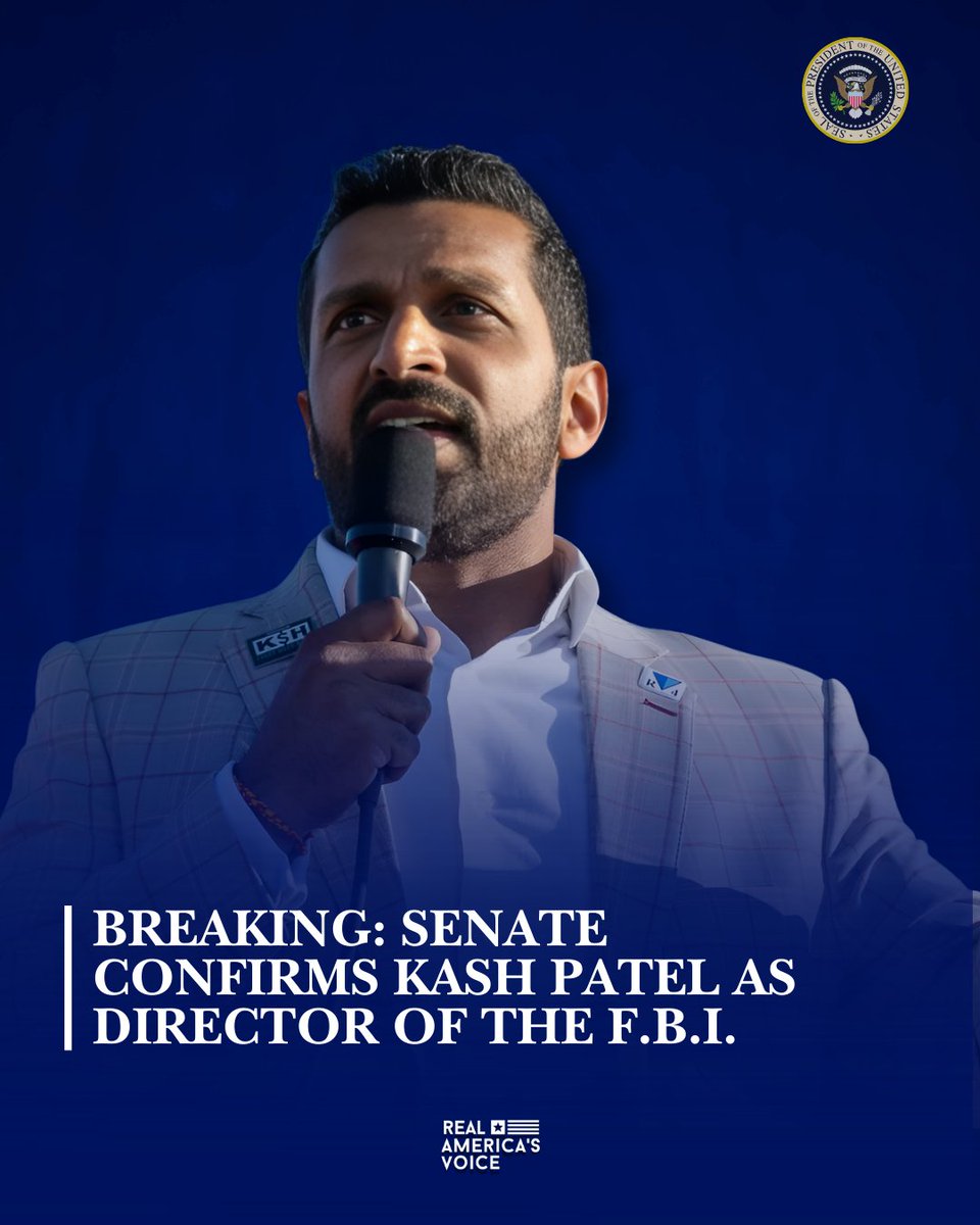 🚨 BREAKING: SENATE CONFIRMS <a href="/Kash_Patel/">Kash Patel</a>  AS DIRECTOR OF THE F.B.I.