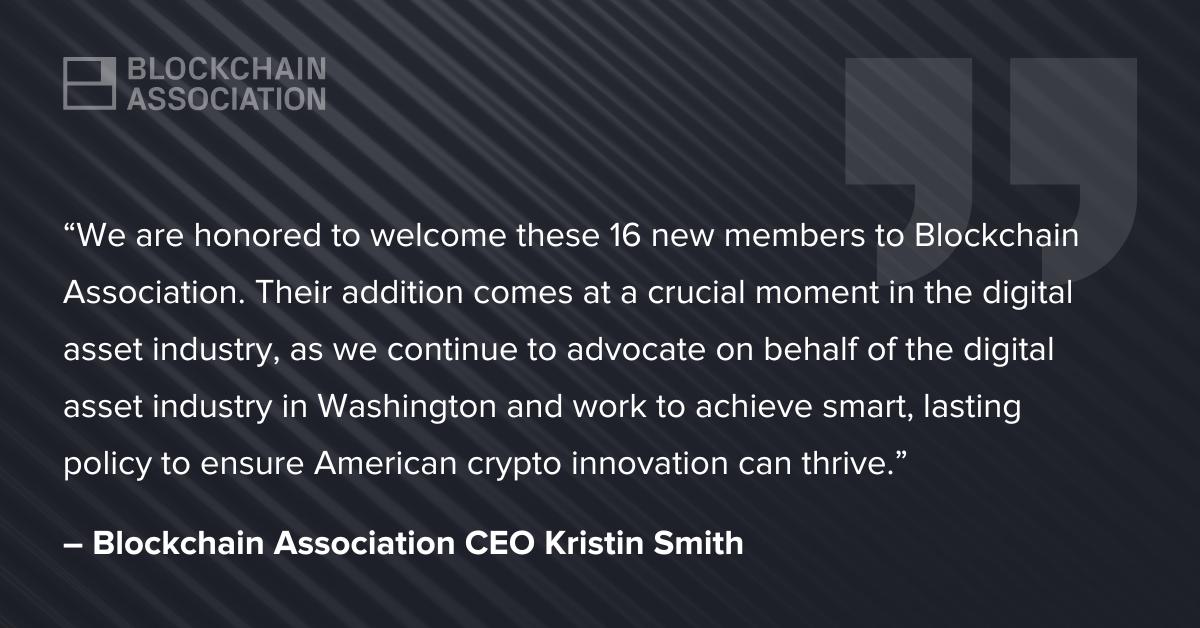 BlockchainAssn's tweet photo. 1/ We’re excited to welcome 16 new members to BA this month – our largest single-month growth on record – bringing total membership to 114.

These organizations and leaders join us at an exciting time as we advance priorities for the digital asset industry in Washington.

https://t.co/seah49GpYd