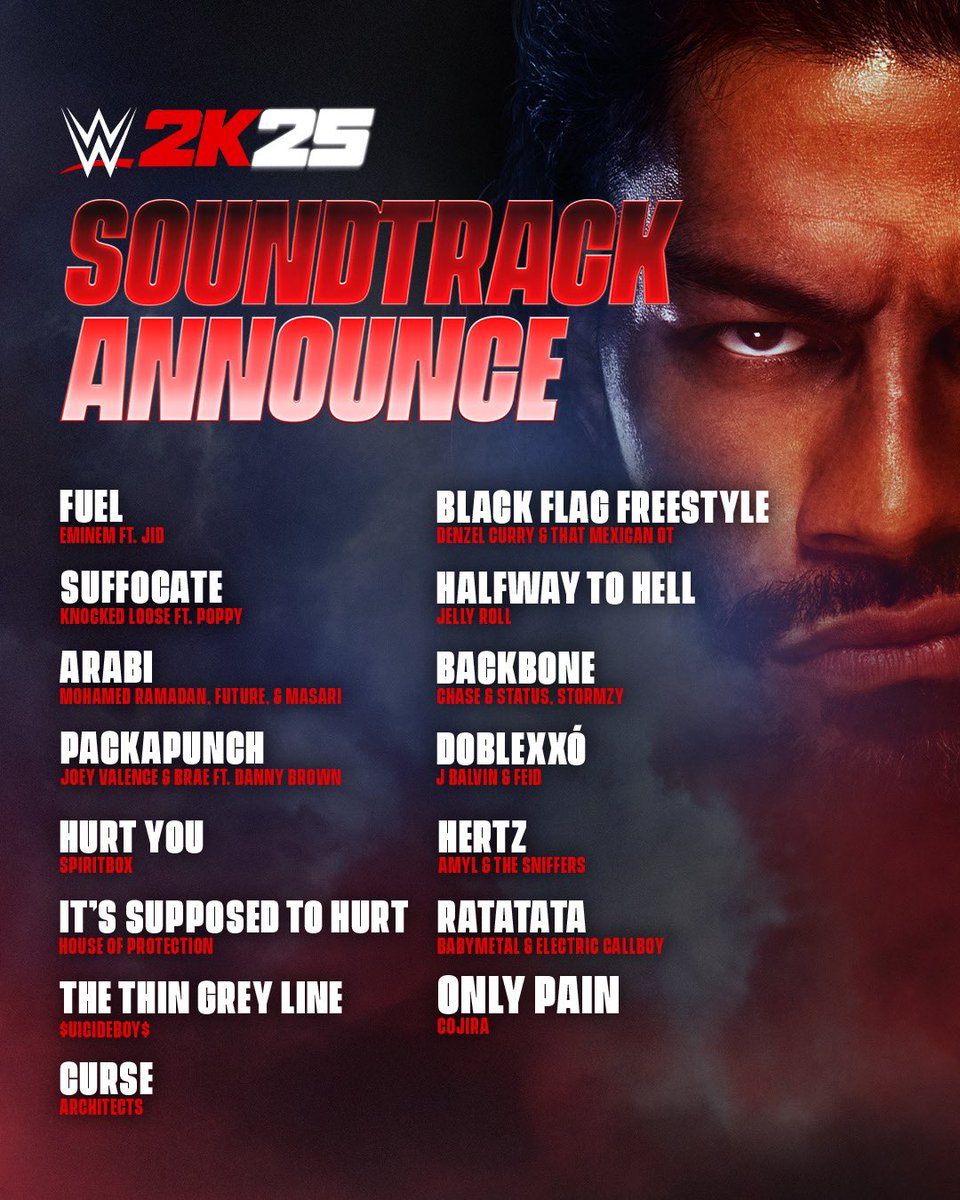 SOTSPodcast's tweet photo. Spiritbox, Architects, Knocked Loose, Babymetal and more announced for the WWE 2K25 Soundtrack. https://t.co/zyahgf4qx9