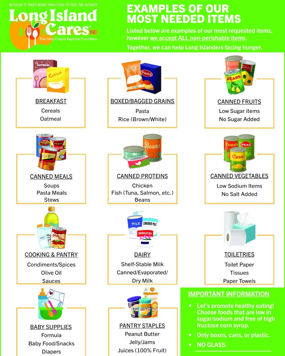 LongIslandCares's tweet image. 📢 You asked, we answered—our most-needed items list is here! 🥫

Hosting a food drive? These are the items that will make the biggest impact: buff.ly/43X4YTZ 

#MostNeededItems #FoodDriveForChange #EndHunger #LongIslandCares