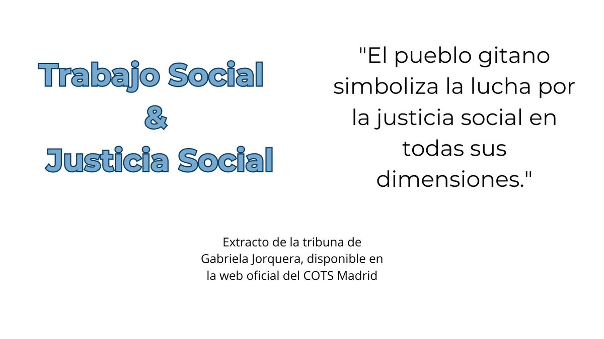 El COTS Madrid este año dedica el día de la #JusticiaSocial a manifestar la realidad del pueblo gitano a lo largo de la historia con una tribuna escrita por <a href="/gabyjorque/">Gabriela Jorquera R.</a>

Léela completa aquí:
comtrabajosocial.com/trabajo-social…