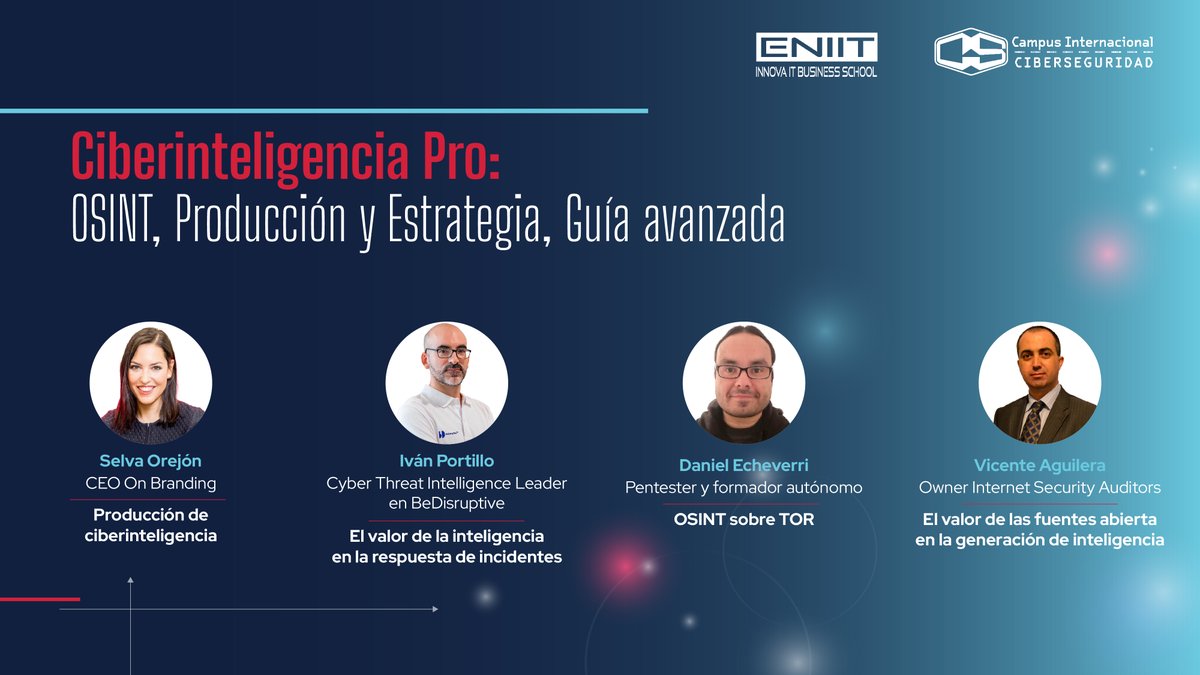 CampusCiberseg's tweet photo. 💡 ¿Listo para avanzar en tu carrera de #Ciberinteligencia?
Después del ABC de la Ciberinteligencia guia para principiantes, llega la guía definitiva para quienes quieren dominar técnicas #avanzadas: Ciberinteligencia Pro: OSINT, Producción y Estrategia.

https://t.co/nMjEJrtvS6 https://t.co/paq7HsLRCx