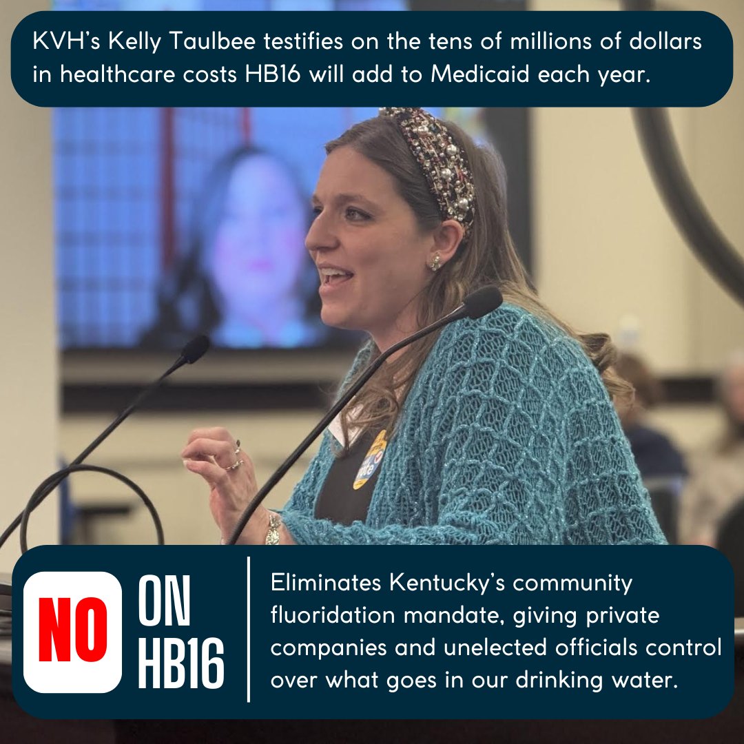 For 60 years Kentucky's community fluoridation mandate has protected families facing significant barriers to dental care. HB16 would undo state law, putting our health in the hands of private entities. Call 1-800-372-7181 to tell your representatives NO ON HB16! #KYGA25