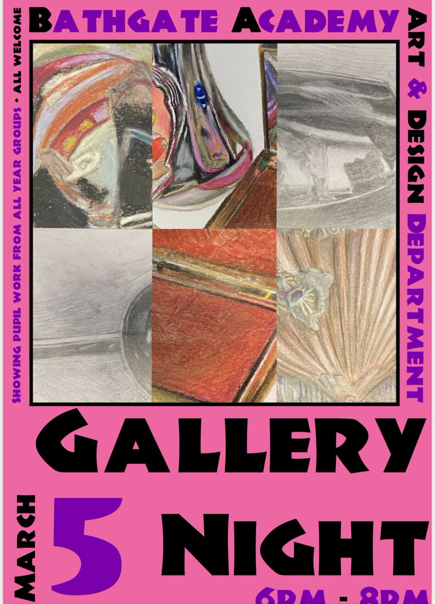 BathgateARK's tweet image. The Art Department will be holding an exhibition of senior artwork on Wednesday 5th March from 18:00-20:00. Come along to see the ambition of our Senior pupils and celebrate their artwork! 🖼️ @BathAcadNews