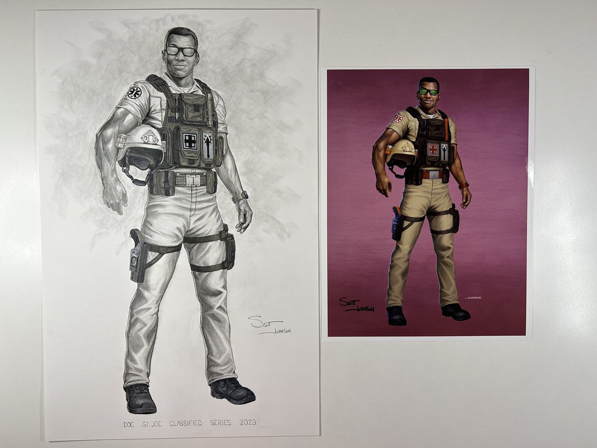 FOR SALE: My Original drawing for GI Joe Classified Series “Doc” Greer that appeared on the side of the action figure box. The grayscale art measures  11”x17. Included is an 8.5”x11” signed color print. Price is $615 shipped in the US. PayPal, Venmo or Zelle