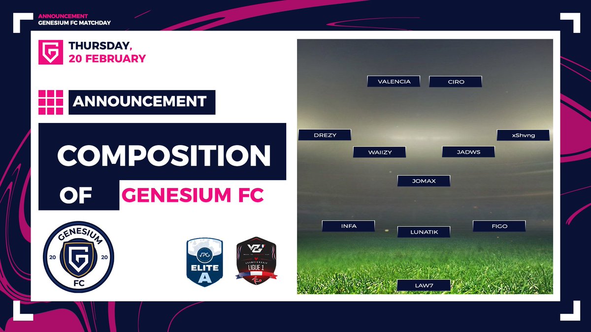 Genesium FC โฝ๏ธ (@genesiumfc) on Twitter photo ๐๐๐๐๐๐๐๐ โฝ๏ธ
๐๏ธ 20 Fรฉvrier
๐ <a href="/VPGFrance_/">VPG France</a> โข L1 ๐ซ๐ท
๐ <a href="/xWS_Issou_FC/">xWS Issou FC</a>
๐ <a href="/IronHawksCP/">Iron Hawks</a>
๐ <a href="/VPGEurope/">Virtual Pro Gaming | Europe</a> โข Elite A
๐ Cunning Foxes
๐ FC Basel E-Sports
๐๏ธ 21H20 โข twitch.tv/GenesiumFC
<a href="/TeamGenesium/">Genesium</a> <a href="/AguiasCp/">Aguias CP</a> ๐๐๐๐๐๐๐๐ โฝ๏ธ
๐๏ธ 20 Fรฉvrier
๐ <a href="/VPGFrance_/">VPG France</a> โข L1 ๐ซ๐ท
๐ <a href="/xWS_Issou_FC/">xWS Issou FC</a>
๐ <a href="/IronHawksCP/">Iron Hawks</a>
๐ <a href="/VPGEurope/">Virtual Pro Gaming | Europe</a> โข Elite A
๐ Cunning Foxes
๐ FC Basel E-Sports
๐๏ธ 21H20 โข twitch.tv/GenesiumFC
<a href="/TeamGenesium/">Genesium</a> <a href="/AguiasCp/">Aguias CP</a>
