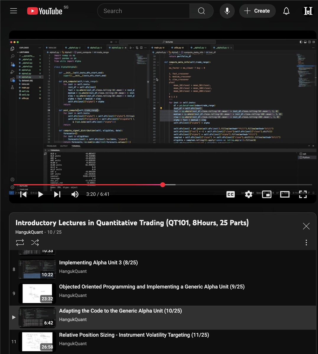 HangukQuant's tweet image. by the way, the most valuable piece of quant trading lectures I put online is actually free to view on YouTube