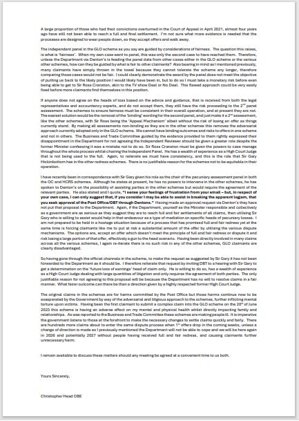#PostOfficeScandal I have today officially responded to Minister Thomas' (<a href="/gareththomasMP/">Gareth Thomas MP</a> ) letter to me dated 12th February 2025.  There are inaccuracies within that letter that need to be addressed as to how the various redress schemes actually operate and how to fix them ASAP.