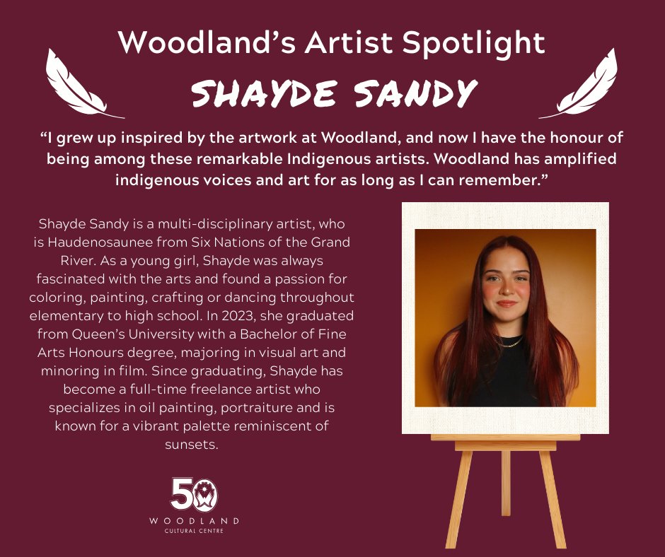 woodlandcc's tweet photo. Introducing Woodland's Artist Spotlight, celebrating Indigenous artists like Shayde. Her powerful art, influenced by life on the reserve, has been showcased at top venues and featured in QWIL, APTN, and Seeing Red Media. Stay tuned as we honor her and others shaping the future. https://t.co/3RsqLo0l6x