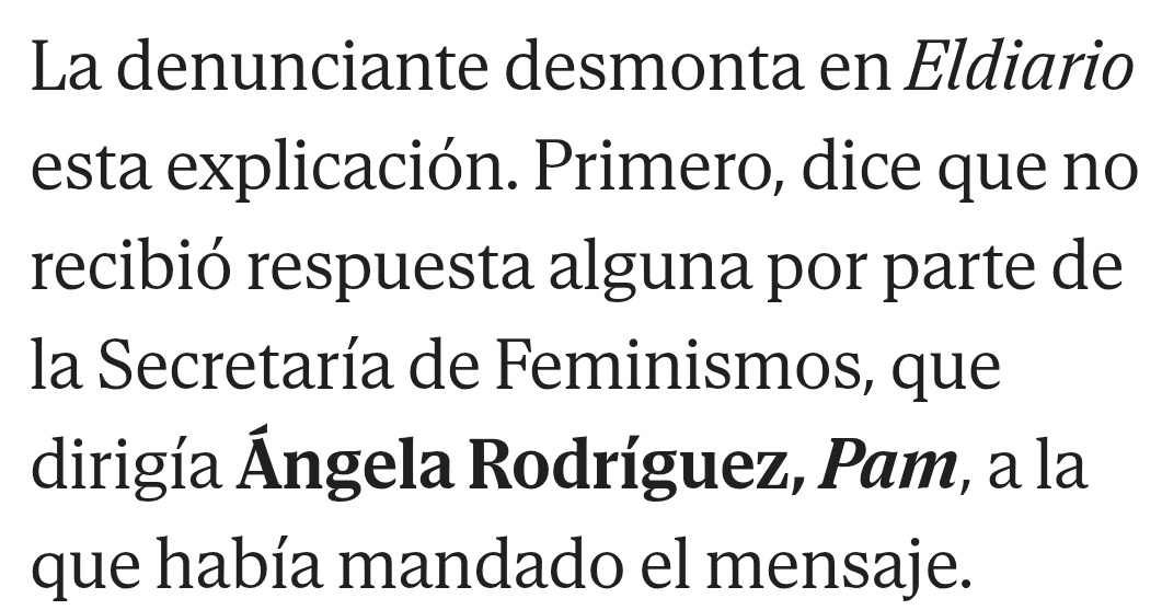 Miss_Bennet5's tweet photo. Hola, @Pam_Angela_, resulta que fuiste tú la que recibió la denuncia contra Monedero. No la trasladaste a la Policía y tampoco lo denunciaste públicamente. Tú, que has hecho de tu odio a los hombres tu forma de vida, que los has acusado a todos abusadores sexuales, cuando tienes a uno delante, te callas como una Jésica Abaliense. 

No te importamos una mierda las mujeres, sólo el dinero y tener la nevera llena, sinvergüenza.