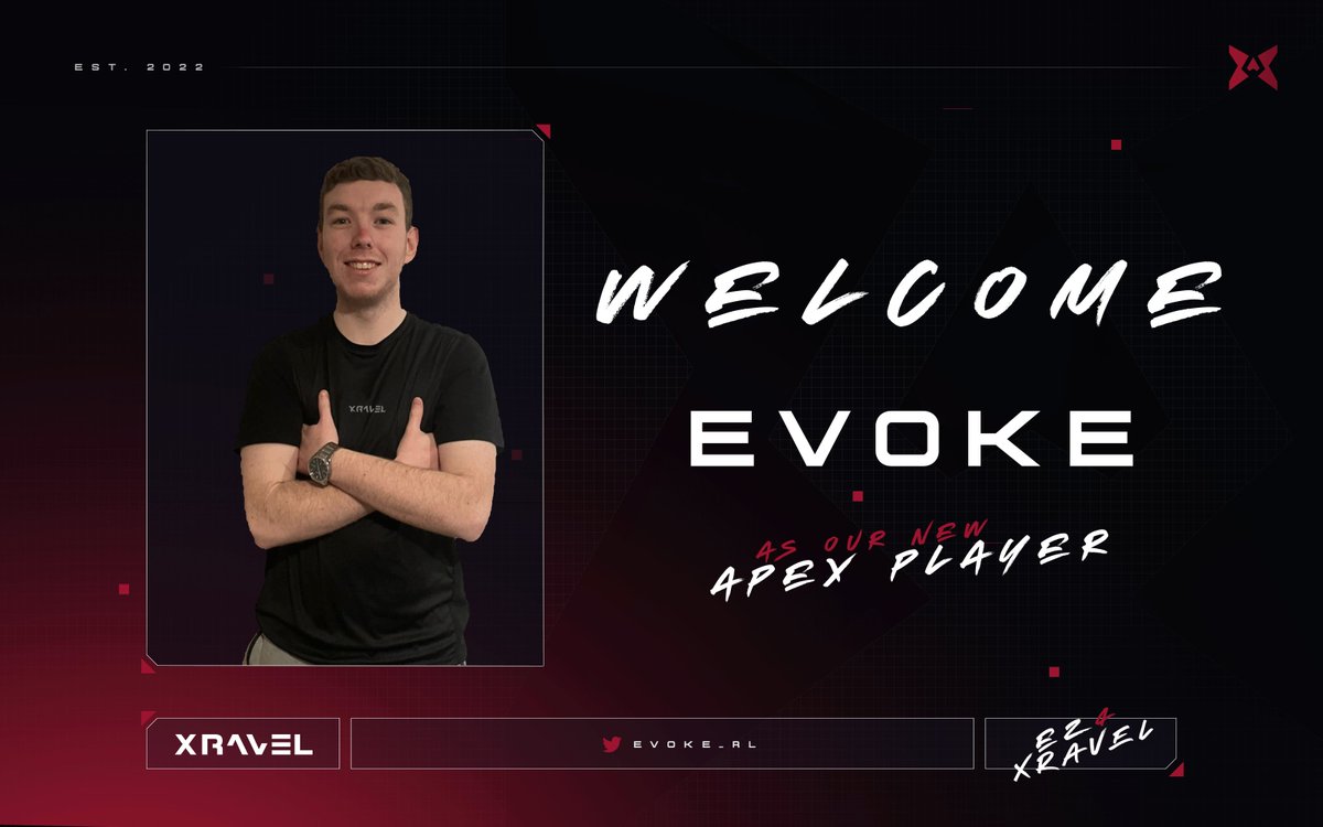 We would like to welcome our new 3rd for our Apex Legends team.

- <a href="/Evoke_RL/">Evoke</a> 

Evoke will replace a XRVL.OG <a href="/ohBeery_/">Harry</a> for the foreseeable.
We cant wait to see what the boys can do this weekend in PSQs with this amazing new addition!

#EZ4XRVL