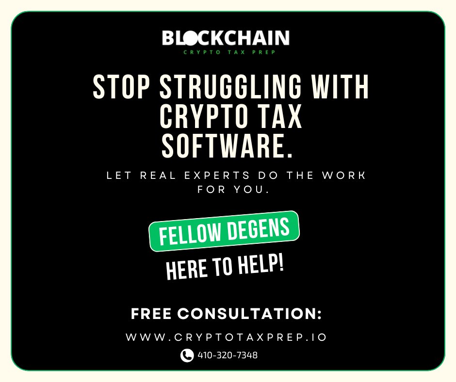 cryptotaxprepio's tweet image. The taxman is coming. Are you ready? 😬 If not, we are. Get your crypto taxes sorted now. Free consult: cryptotaxprep.io 📞 410-320-7348 🔹 #CryptoTaxes #TaxSeason2025 #CryptoTaxHelp
#CryptoAccounting #CryptoCPA #IRS 🔹 #DegenLife
#WAGMI #HODL #BTC #ETH #Defi #Solana