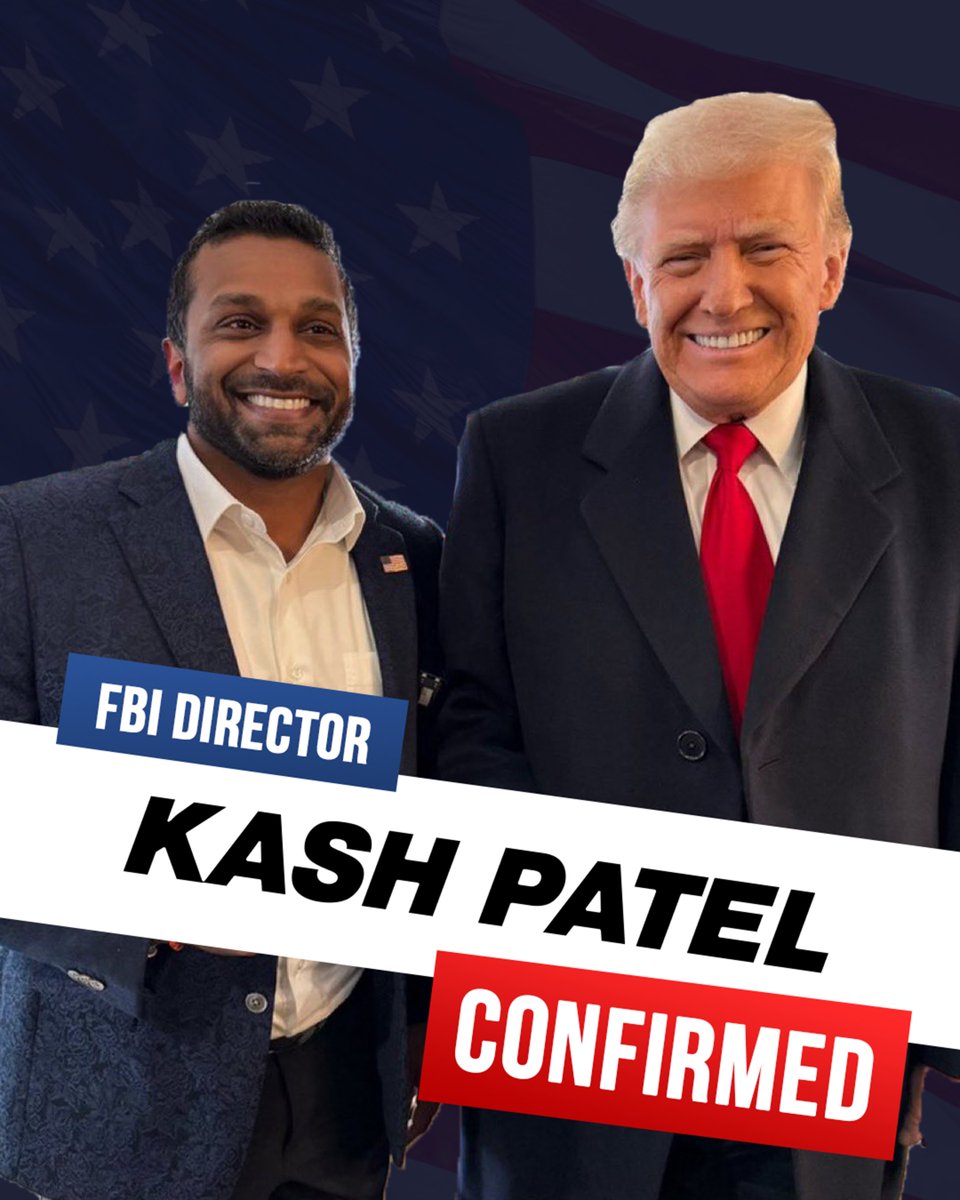 Rep. Marjorie Taylor Greene🇺🇸 (@repmtg) on Twitter photo Congratulations to America’s next FBI Director, <a href="/Kash_Patel/">Kash Patel</a>!
The FBI has been weaponized by deep-state Democrat operatives, creating a two-tiered justice system.
Kash is the right man to restore the FBI’s integrity, drain the swamp, and end this injustice once and for all! Congratulations to America’s next FBI Director, <a href="/Kash_Patel/">Kash Patel</a>!
The FBI has been weaponized by deep-state Democrat operatives, creating a two-tiered justice system.
Kash is the right man to restore the FBI’s integrity, drain the swamp, and end this injustice once and for all!