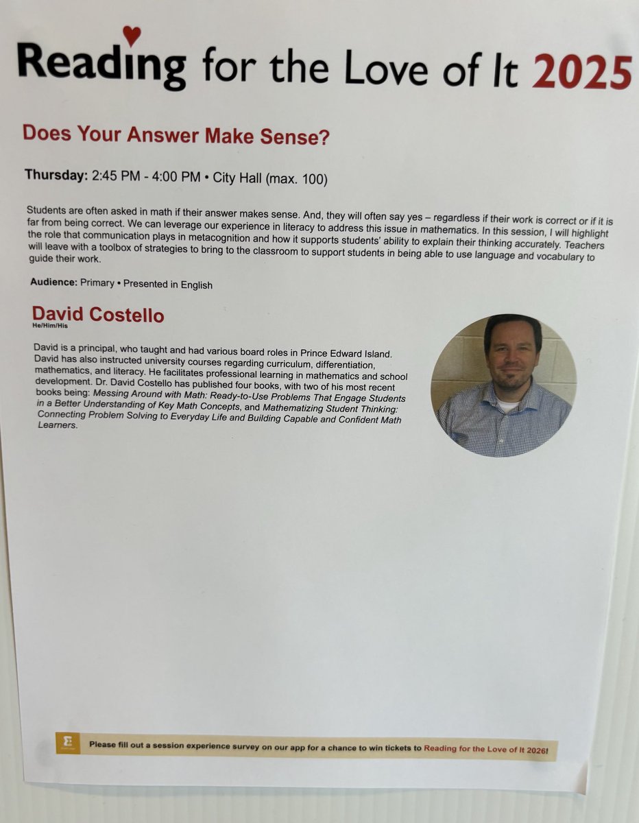 Dr David Costello (@dr_costello) on Twitter photo Getting ready to facilitate Session 1 of 2 at <a href="/rftloi/">EYS Reading Association</a> #RFTLOI25.
#onted #math #maths Getting ready to facilitate Session 1 of 2 at <a href="/rftloi/">EYS Reading Association</a> #RFTLOI25.
#onted #math #maths