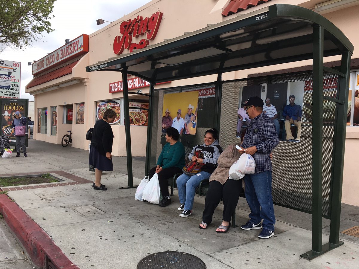 Good vibes and great company, with a side of tacos! Building community at the bus stop.

#goodtimes #laughter #commuterlife #ridersofLA #tacos #busshelters #kingtaco