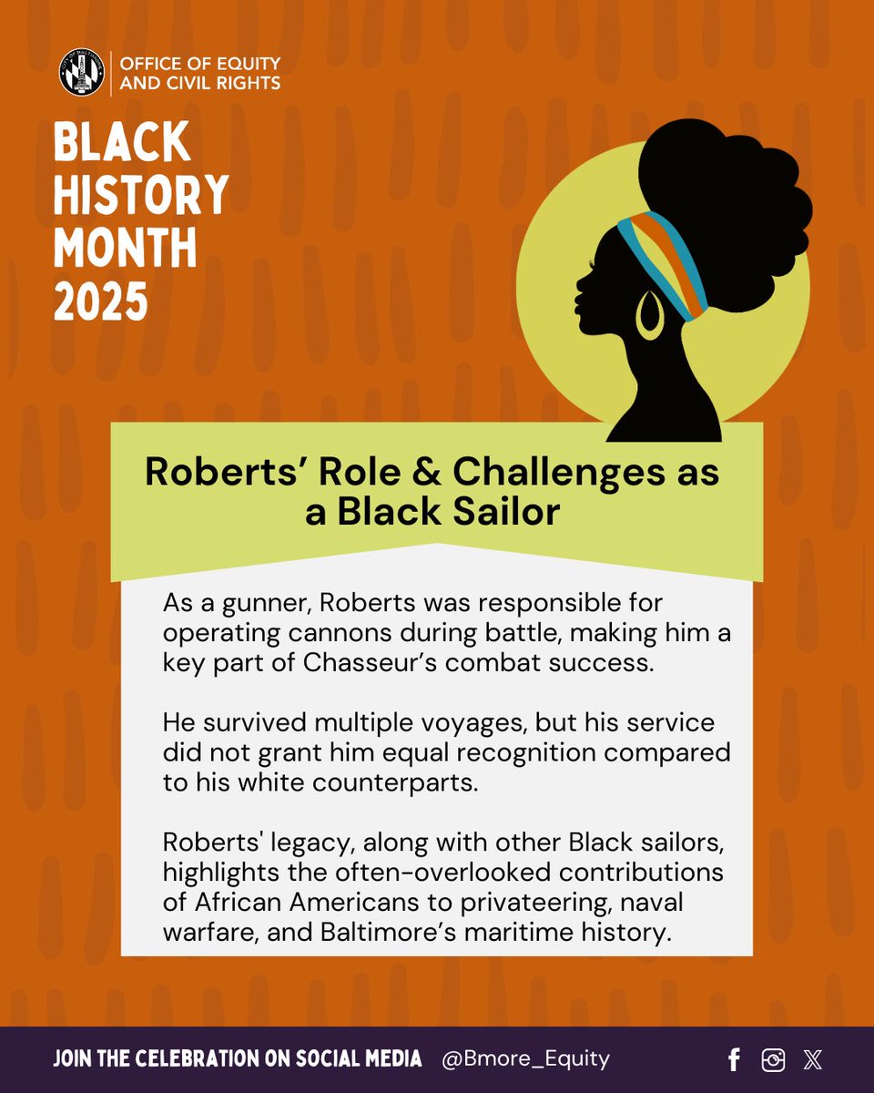 Today’s #OECRBlackHistoryMonth fact celebrates the often overlooked contributions of Black privateers to naval warfare and Baltimore’s maritime history.

Did you know about George Roberts⁉️

#OECR #BaltimoreCity #BHM #BlackHistoryMonth