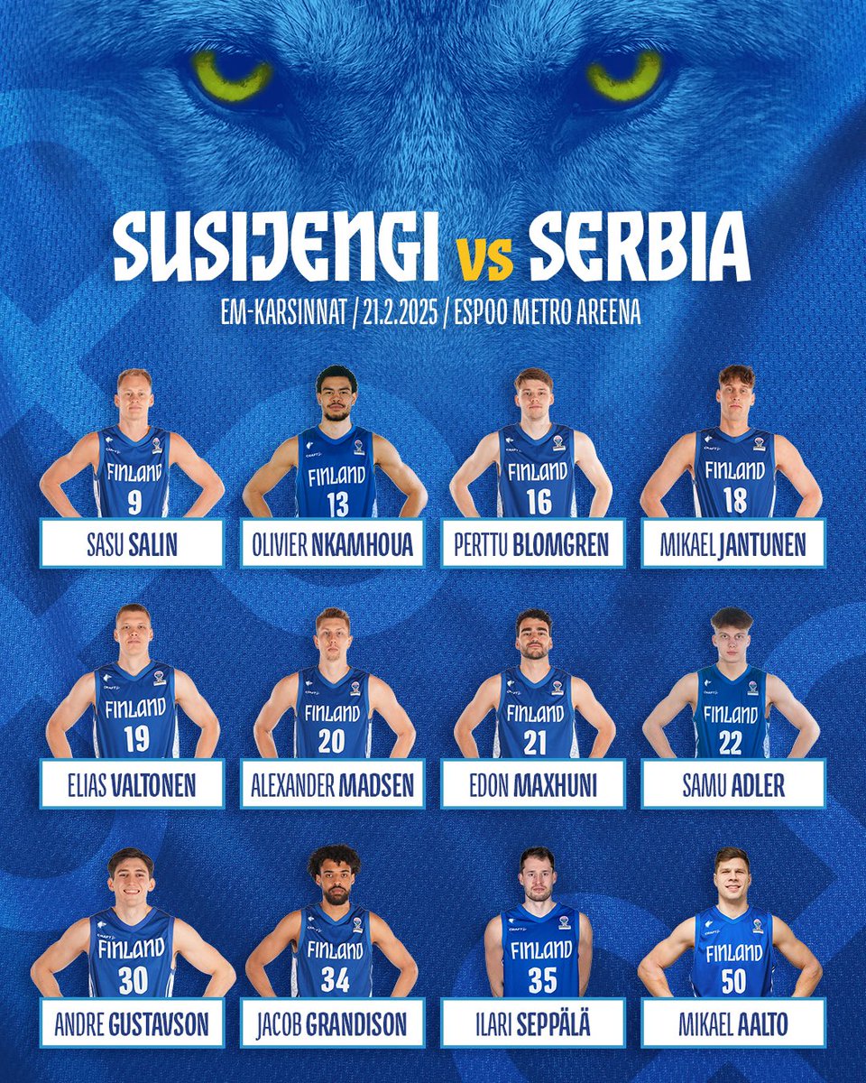 Auuuuu! #Susijengi nimetty Serbia-matsiin. 🤝🔥

Mikael Aalto debytoi Susijengissä perjantaina!

Nappaa tiketit tassuun osoitteesta 👉 basket.fi/liput